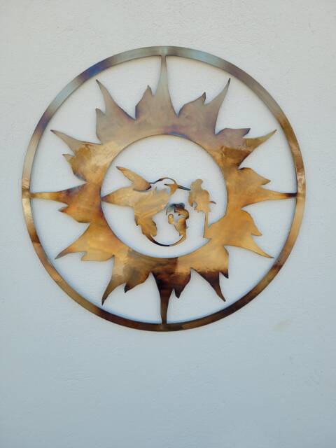 Heat Colored Metal Sun & Hummingbird Wall Art - 20 - image 1