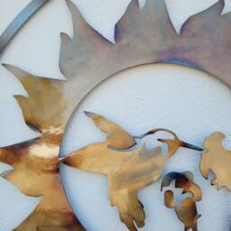 Heat Colored Metal Sun & Hummingbird Wall Art - 20 - thumbnail 3