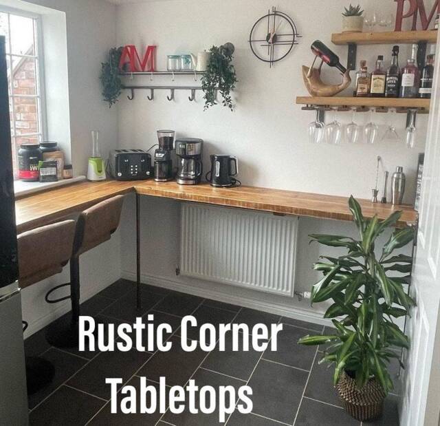 Rustic Corner Desk Tabletop - Any Size 2 Thickness Options Chunky Wood Reclaimed Farmhouse Decor Scandinavian Redwood - image 1