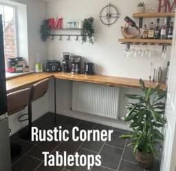 Rustic Corner Desk Tabletop - Any Size 2 Thickness Options Chunky Wood Reclaimed Farmhouse Decor Scandinavian Redwood - thumbnail 1