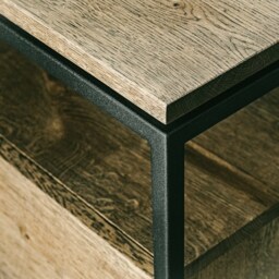 Rustic Oak Tv Table - Industrial Media Unit Handmade Wood Furniture - thumbnail 2