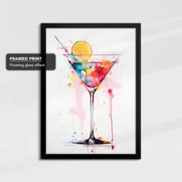 Cosmopolitan Cocktail Glass Beverage Watercolor Drink Painting Framed Poster Print & Canvas Wall Decor Art Bedroom Home Interior Gift - thumbnail 2