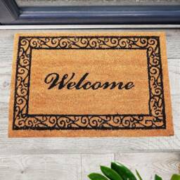 Welcome Door Mat 40 X 60cm Various Prints Natural Coir Doormat Decorative Rug Non-Slip - thumbnail 2