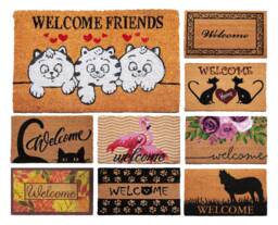 Welcome Door Mat 40 X 60cm Various Prints Natural Coir Doormat Decorative Rug Non-Slip - thumbnail 1