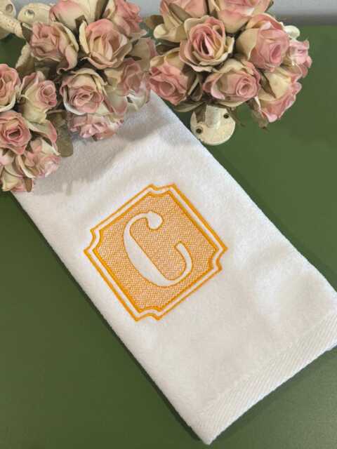 Embossed Monogram Hand Towel Personalized 100% Cotton Embroidery - image 1