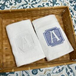 Embossed Monogram Hand Towel Personalized 100% Cotton Embroidery - thumbnail 3