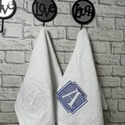 Embossed Monogram Hand Towel Personalized 100% Cotton Embroidery - thumbnail 4