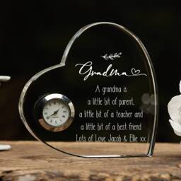 Engraved Personalised Grandma Crystal Glass Clock With Sentiment - thumbnail 1