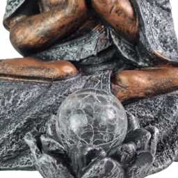Large Copper & Silver Praying Buddha Garden Decoration With Solar Light Gift - thumbnail 4