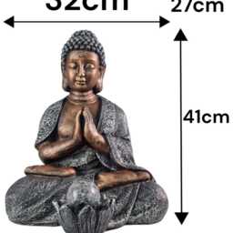Large Copper & Silver Praying Buddha Garden Decoration With Solar Light Gift - thumbnail 2