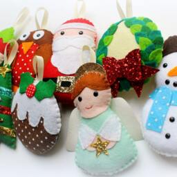 Large Felt Christmas Garland, Set Of 8 Festive Decorations, Decor, Gift, Father Christmas, Elf, Angel - thumbnail 2