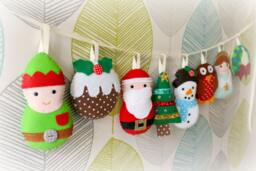 Large Felt Christmas Garland, Set Of 8 Festive Decorations, Decor, Gift, Father Christmas, Elf, Angel - thumbnail 1