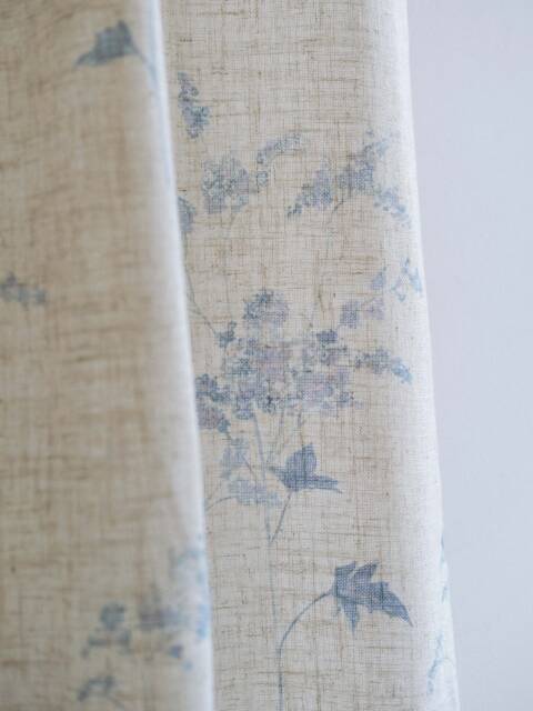 Bluma Print Linen Curtain, Floral Drape, Semi Blackout Custom Curtain For Livingroom, Extra Long 1Pc - image 1