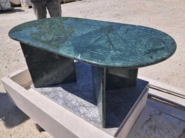 Handcrafted Guatemala Green Marble Table, Natural Stone Oval Coffee Sculptural Side Modern Minimalist Accent, Custom Furniture - image 1
