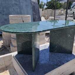 Handcrafted Guatemala Green Marble Table, Natural Stone Oval Coffee Sculptural Side Modern Minimalist Accent, Custom Furniture - thumbnail 3