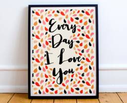 Paper 1st Anniversary Gift For Wife Or Husband - Every Day I Love You Romantic Original Art Print High Quality Girlfriend - thumbnail 1