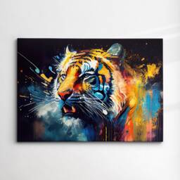 Tiger Head Animal Abstract Modern Jungle Wild Oil Painting Splatter Style Wall Art Framed Canvas Poster Print, Home/Office Room Decor Gifts - thumbnail 3