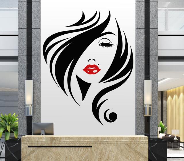 Woman Face Vinyl Wall Decal Beauty Salon Decor 2945 - image 1