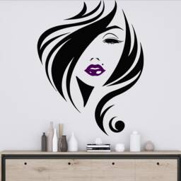 Woman Face Vinyl Wall Decal Beauty Salon Decor 2945 - thumbnail 3