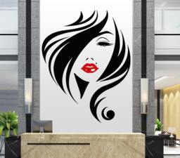 Woman Face Vinyl Wall Decal Beauty Salon Decor 2945 - thumbnail 1