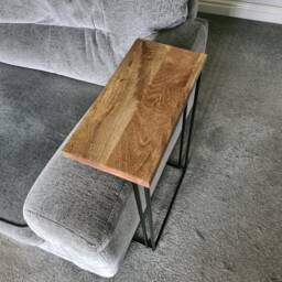 Mango Wood Sofa Side Table - Industrial Style Living Room Furniture Bespoke Settee Drink Holder For Home Decor Interior Design - thumbnail 2