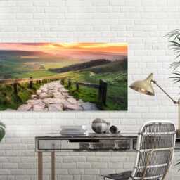Mam Tor Sunrise Path Canvas Print - Peak District Landscape Wall Art Mounted Canvas Print Ready To Hang - thumbnail 3