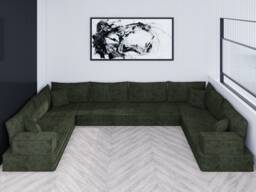 U-Shaped Floor Sofa - Moroccan Style Modular Couch, Washable Cover - thumbnail 1
