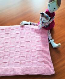 Sugar Cube - Baby Pink Blanket Hand Knit Textured in Soft -Squishy 20 Inches X 27 - 52cm 72cm Free Shipping