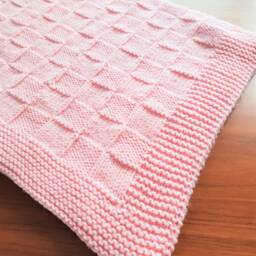 Sugar Cube - Baby Pink Blanket Hand Knit Textured in Soft -Squishy 20 Inches X 27 - 52cm 72cm Free Shipping - thumbnail 4