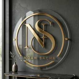 Custom Round Acrylic Business Sign, 3D Logo Wall Art Indoor - thumbnail 1