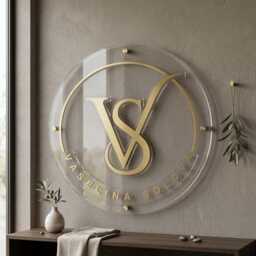 Custom Round Acrylic Business Sign, 3D Logo Wall Art Indoor - thumbnail 3