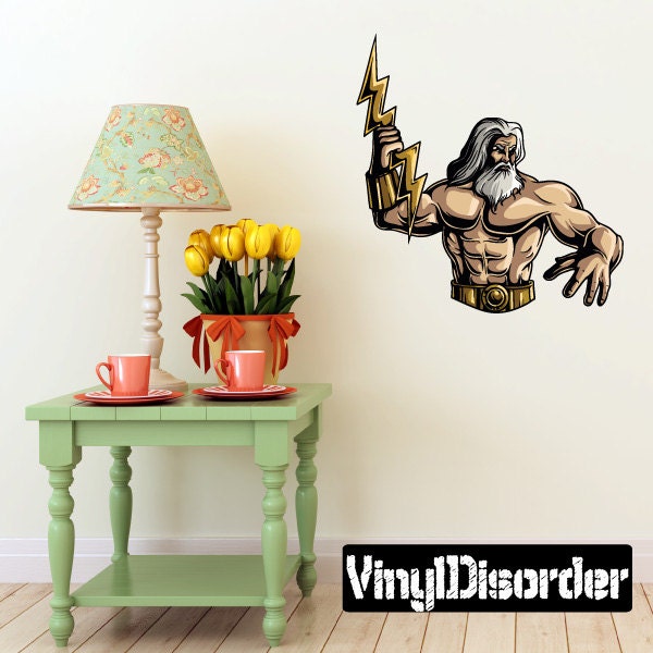 Greek God Zeus Wall Decal - Fabric Vinyl Removable & Reusable Greekgoduscolor018Et