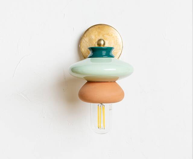 Handmade Terracotta Wall Sconce Ceramic Bedside Lamp - image 1
