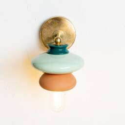 Handmade Terracotta Wall Sconce Ceramic Bedside Lamp - thumbnail 4