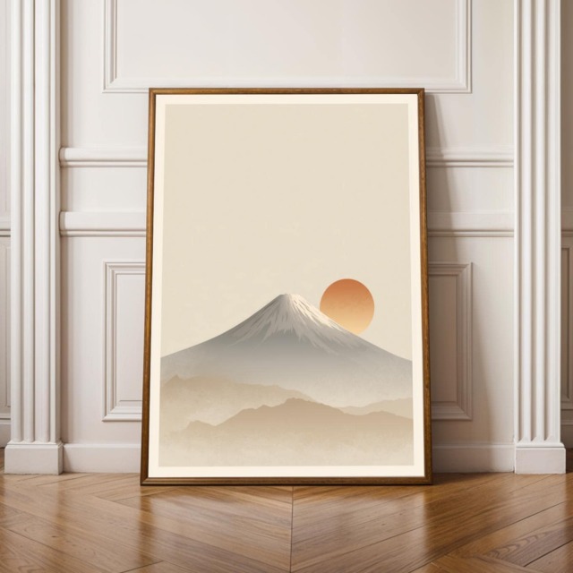 Minimalist Japanese Decor Mount Fuji Wall Art Japandi Sunrise Print Zen Room Poster Japan Landscape Living Office Bedroom Gift - image 1