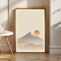 Minimalist Japanese Decor Mount Fuji Wall Art Japandi Sunrise Print Zen Room Poster Japan Landscape Living Office Bedroom Gift - thumbnail 2