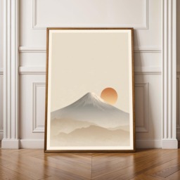 Minimalist Japanese Decor Mount Fuji Wall Art Japandi Sunrise Print Zen Room Poster Japan Landscape Living Office Bedroom Gift - thumbnail 1