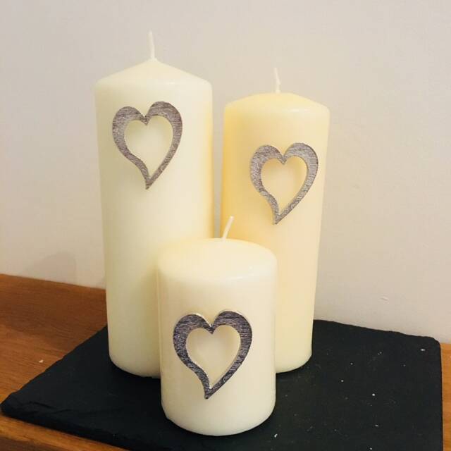 Heart Candle Pins - Set Of 3, Candle Pins, Decor, Heart Art Pin Heart - image 1
