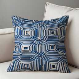 Blue White Geometric Cushion Cover, Modern Abstract Pillow Case, Decorative Sofa Throw Pillowcase - thumbnail 2