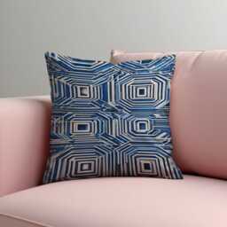 Blue White Geometric Cushion Cover, Modern Abstract Pillow Case, Decorative Sofa Throw Pillowcase - thumbnail 3