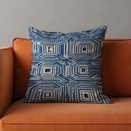 Blue White Geometric Cushion Cover, Modern Abstract Pillow Case, Decorative Sofa Throw Pillowcase - thumbnail 4