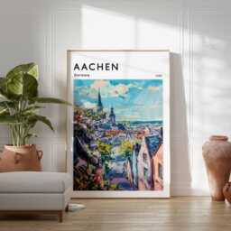 Aachen Cathedral Poster Germany Travel Print, European Wall Art - thumbnail 2