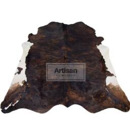 Dark Brindle White Belly Cowhide Rug - Size - 7'x6' Ft, 6'x5' Ft/ Premium Quality Cow Skin - thumbnail 1