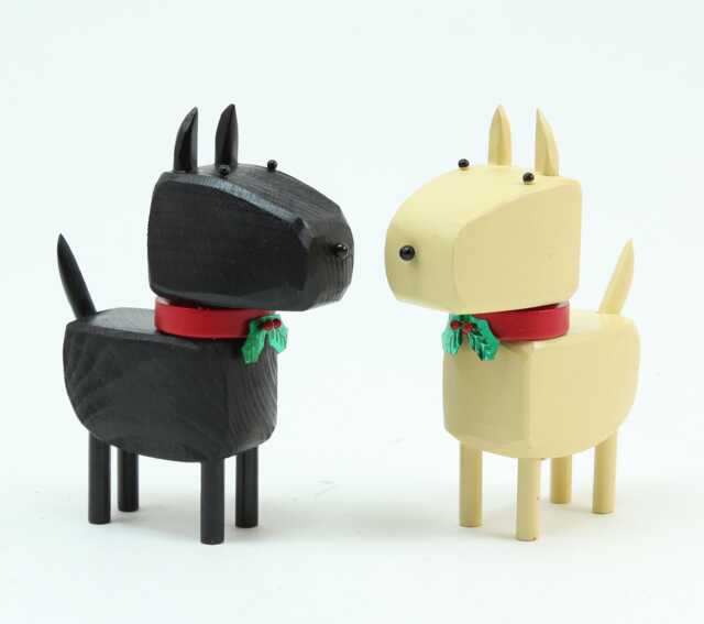 Scottie Dog With Holly Christmas Collar - Scottish Terrier Wood Figurine Wheaten Pet Portrait Folk Art - image 1