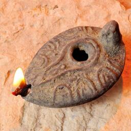 Thy Word Is A Lamp To My Feet, & Light Path, H.m Pottery, Holy Land Authentic Oil Lamp, Israel, Jesus Land, Oil Wicks, Oillamps - thumbnail 3