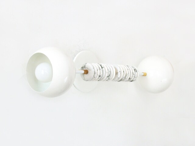White Howlite & Brass Bohemian Double Sconce Light Vanity Fixture Bathroom Wall Lights Kitchen Foyer - image 1