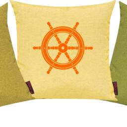 Set Of 3 Cushion Covers, Sofa Cushions, Nautical Theme With Star, Steering Wheel, & Rope - thumbnail 4