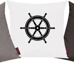 Set Of 3 Cushion Covers, Sofa Cushions, Nautical Theme With Star, Steering Wheel, & Rope - thumbnail 3