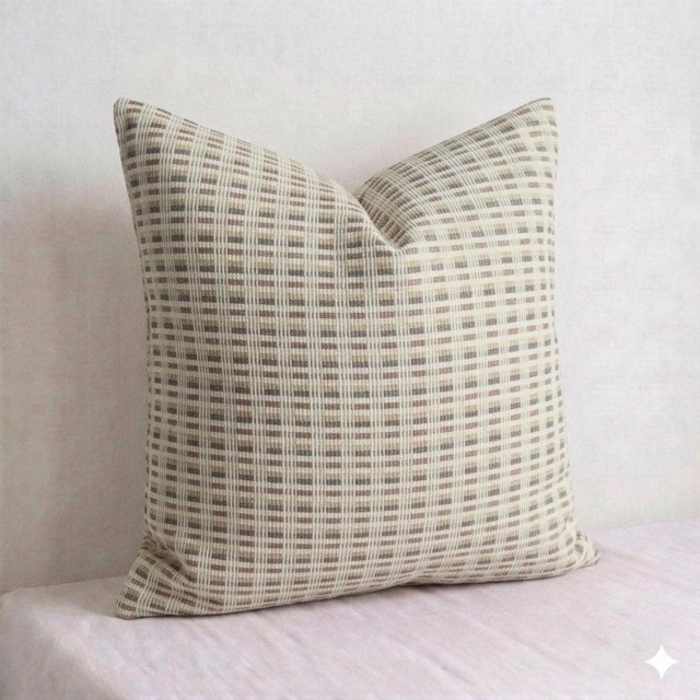Handwoven Esan Pillow Cover, Earth Tone Neutral Minimalist Design - image 1