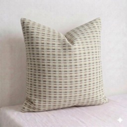 Handwoven Esan Pillow Cover, Earth Tone Neutral Minimalist Design - thumbnail 1